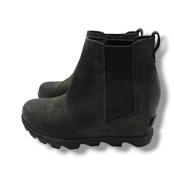 Sorel Joan of Arctic Wedge ll Chelsea Boots Womens 8.5 Black Waterproof Leather - Picture 5 of 8